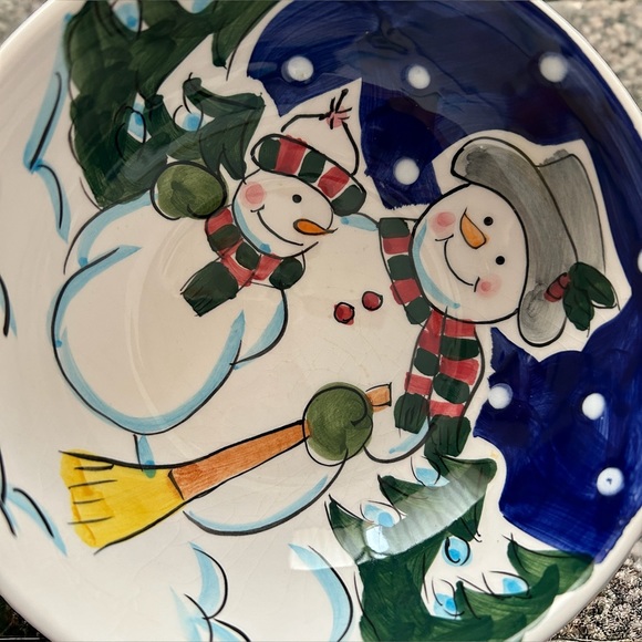 Vintage World Bazars 6” Ceramic Snowmen Decorative Bowl  Winter Holiday GUC - Picture 5 of 14